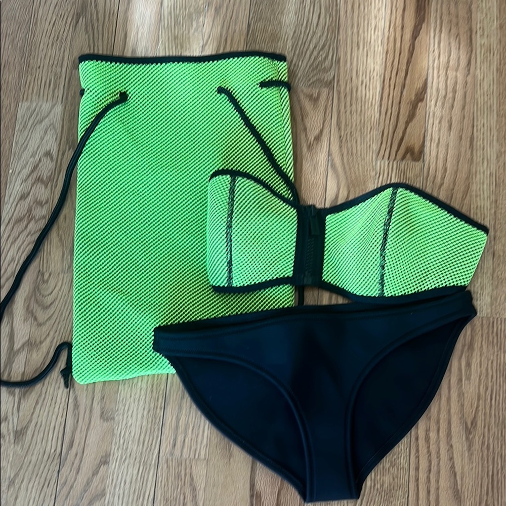 Neon Green and Black Bikini Set